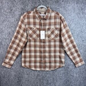 Thomas Sterling Mens Tan Brown Plaid Button Down Shirt Long Sleeve Size M NWT